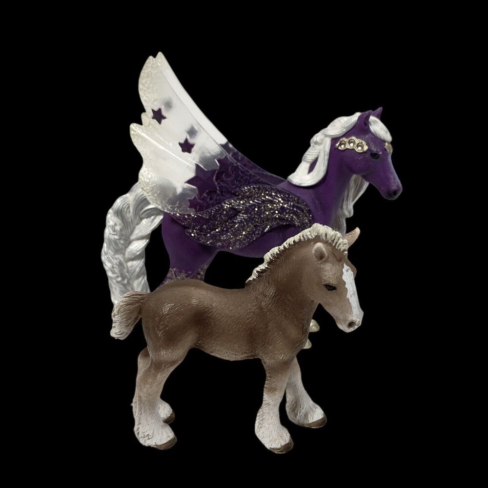 Schleich Horse Lot Star Purple Pegasus Mare Clydesdale Foal Pony Figure Model